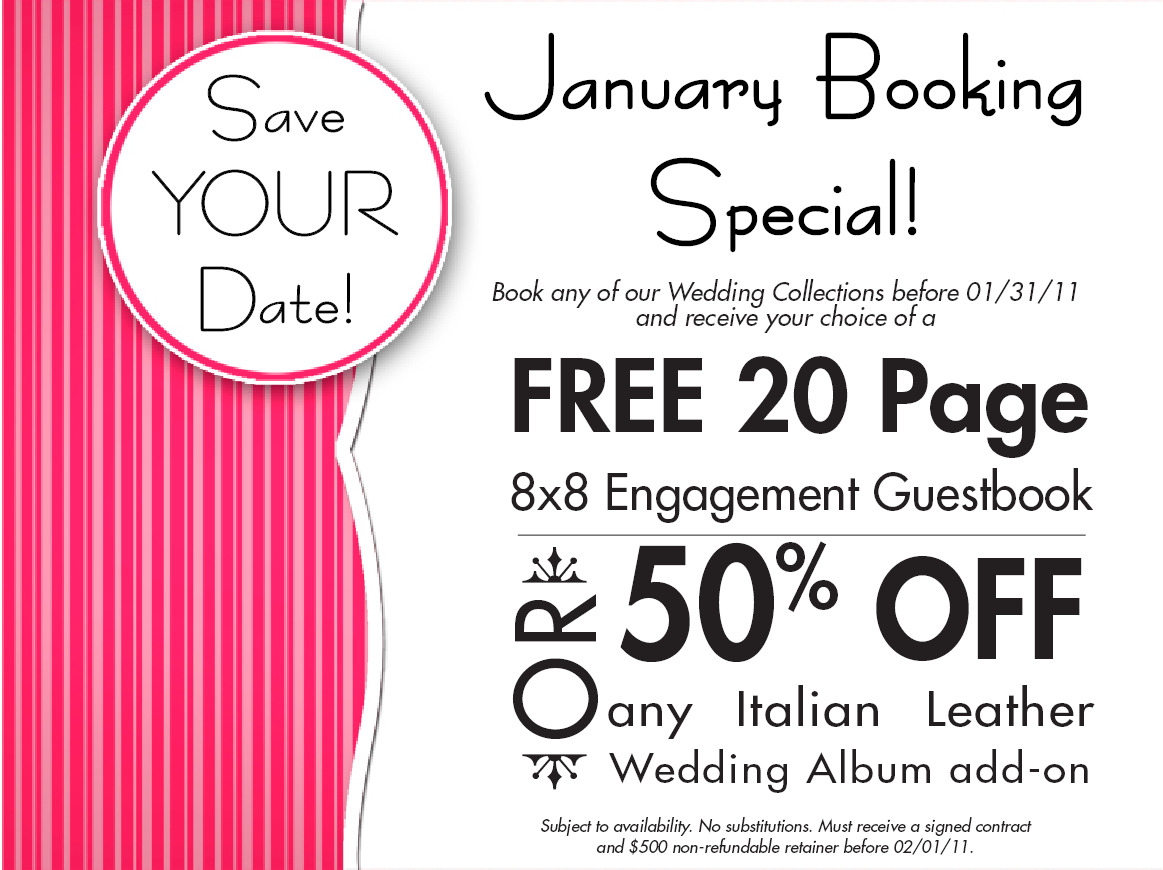 Free engagement book or 50%off an album add-on